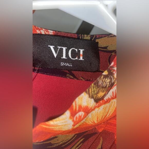 Vici Women's Waist Cutout Pleated Long Sleeve Maxi Dress in Rust Floral - Picture 7 of 14